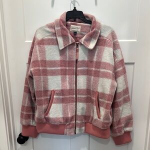 Women's Pink Plaid Bomber Jacket